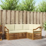 vidaXL Seturi de canapele 4 pcs Natural și Crem Lemn Solid de Acacia 3374745