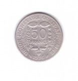 Moneda Africa de Vest 50 francs/franci 1976, stare relativ buna, curata, Cupru-Nichel