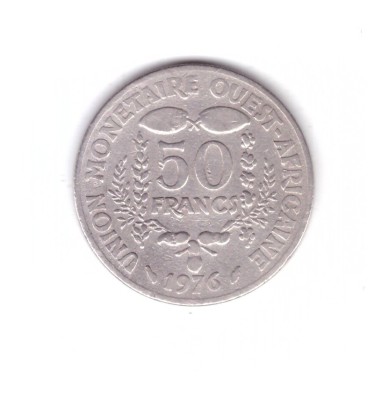 Moneda Africa de Vest 50 francs/franci 1976, stare relativ buna, curata foto