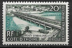 C2198 - A.O.F.Coasta de fildes 1958 - Podul Abidjan neuzat,perfecta stare