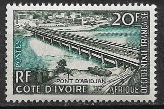 B1260 - A.O.F.Coasta de fildes 1958 - Podul Abidjan neuzat,perfecta stare
