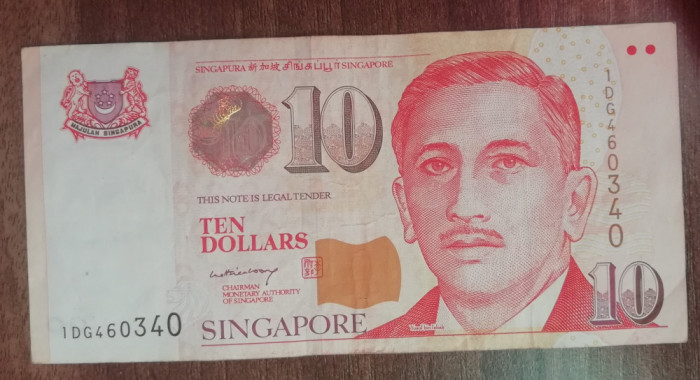 M1 - Bancnota foarte veche - Singapore - 10 dolari