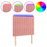 Cumpara ieftin Tablie de pat cu LED, roz, 100x5x118/128 cm, catifea