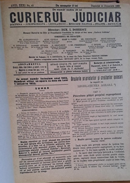 Curierul judiciar pe anul 1922 , Dem I. Dobrescu