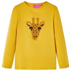 Tricou pentru copii cu m&acirc;neci lungi ocru &icirc;nchis 116