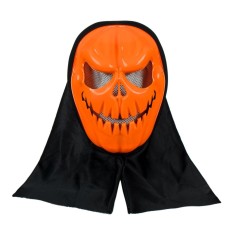 Masca Halloween, Dovleac Portocaliu, Acoperire Cap Neagră, Plastic și Poliester foto