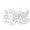 VidaXL Set mobilier de exterior, 11 piese, alb, plastic