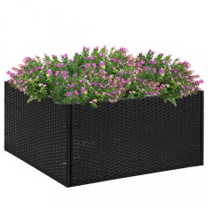 vidaXL Jardinieră de grădină, 80x80x40 cm, negru, poliratan