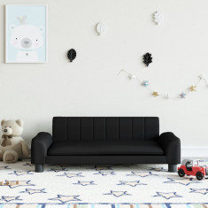 Canapea pentru copii, negru, 90x53x30 cm, piele ecologica GartenMobel Dekor