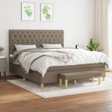 VidaXL Pat box spring cu saltea, gri taupe, 160x200 cm material textil 3137409