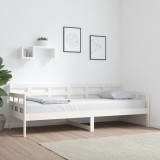 Pat de zi Gossi alb, 80x200 cm, lemn masiv pin, cadru pat multifunctional, ideal oaspeti