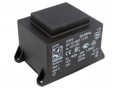 Transformator &amp;icirc;ncapsulat 44VA 230VAC 18V 1222mA foto