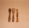 Set Tac&acirc;muri 3 Piese Lingura Furculita Cutit din Lemn de Măslin
