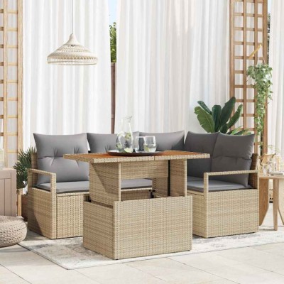 vidaXL Set de masă pentru grădină 5 pcs Bej și gri 100 x 55 x 73 cm foto
