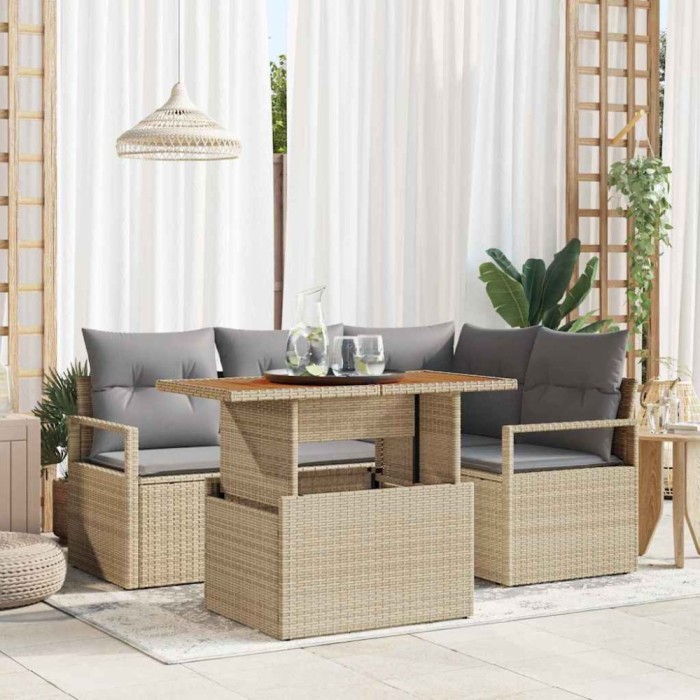 vidaXL Set de masă pentru grădină 5 pcs Bej și gri 100 x 55 x 73 cm