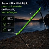 Suport Pliabil Multiplu pentru Lansete de Pescuit, Verde/Negru