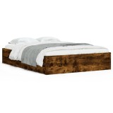 Cumpara ieftin Cadru pat cu sertare stejar fumuriu 135x190 cm lemn prelucrat