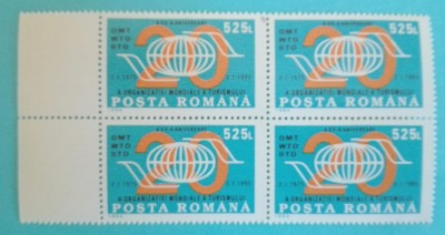 TIMBRE ROM&amp;Acirc;NIA LP1365/1994 A-XX-a Aniversare a O.M.T Bloc de 4 timbre MNH foto