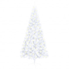 Jumătate brad de Crăciun artificial LED&suport alb, 180 cm PVC