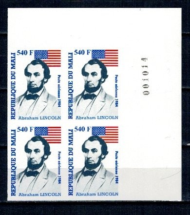 Mali 1984 - Abraham Lincoln, bloc de 4 ndt neuzat