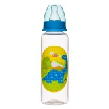 Biberon Plastic, Dinozaur, Tetina Silicon, Capacitate 250ml, Nou Născut, Oem