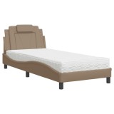 Cumpara ieftin Pat, Viana, cu saltea, cappuccino, 90x200 cm piele ecologica