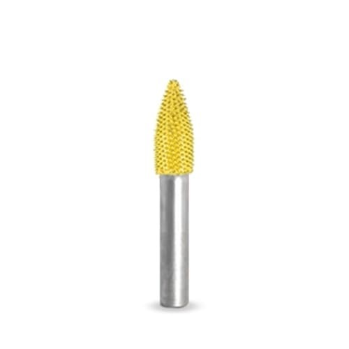 Raspel flacara 9,5 mm coada 6mm, Granulatie Saburr FINA - GALBENA