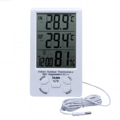 Termometru cu higrometru, ceas, alarma, 1 x AAA, afisaj digital