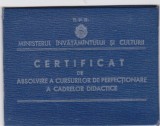 TSV @ - CERTIFICAT DE ABSOLVIRE A CURSURILOR DE PERFECTIONARE A CADRELOR DIDACTICE, MINISTERUL INVATAMANTULUI SI CULTURII RPR, 1959, SALCEA, BUCOVINA