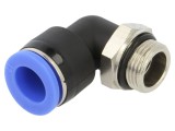 Racord push-in pneumatic PNEUMAT 3/8, 90&deg; rotativ, 0-60&deg;C, -0,95-15 bar, alama nichelata