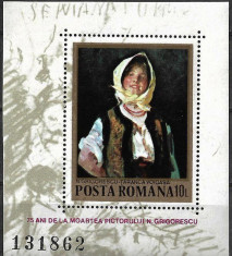 Reprod.de arta Grigorescu, colita neuzata, MNH, L.P. 1062, 1982 foto