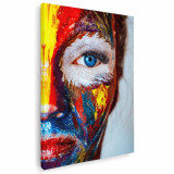 Tablou canvas portret femeie face painting multicolor 1308 Tablou canvas pe panza CU RAMA 50x70 cm
