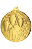 Medalie Sportiva Aur, model 3 Cupe, pentru Locul 1, diametru 5 cm