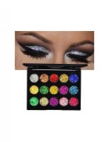 Set Machiaj 15 culori Stralucitoare cu efect de sclipici pentru ochi si pleoape