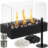 Semineu Bioetanol Kaminer 45 cm Negru, 3 Arzatoare, Sticla Protectie, Rezervor 450ml, Ardere Curata
