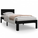 Cadru de pat mic Single 2FT6,negru, 75x190 cm, lemn masiv