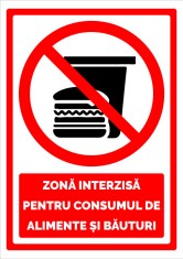 Semn pentru zona interzisa pentru consumul de alimente si bauturi foto