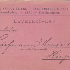 CP CORESPONDENTA Kneffel Karoly es Fia Arad Levelenzo-lap 1899
