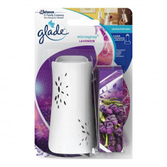 Set Odorizant cu Rezerva GLADE Microspray Lavender, 10 ml, pentru Baie, Set Odorizant de Baie cu Rezerva GLADE, Rezerva cu Odorizant de Baie GLADE, Se