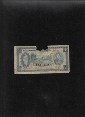 Rar! Columbia 1 peso oro 1953 seria93798777 bucata lipsa foto