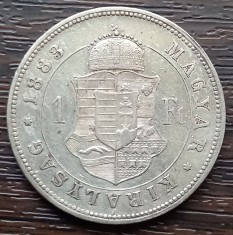 (A716) MONEDA DIN ARGINT UNGARIA - 1 FORINT 1883 KB, FRANZ JOSEPH, MAI RARA