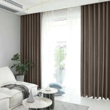 Set draperie din catifea blackout cu rejansa transparenta cu ate pentru galerie, Madison, 150x230 cm, densitate 700 g/ml, Taupe, 2 buc
