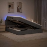 Cumpara ieftin Pat cu LED si saltea Gri inchis 180 x 200 cm Tesatura