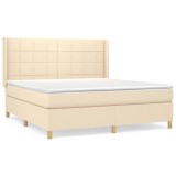 Cumpara ieftin Pat continental cu saltea, crem, 180x200 cm, textil