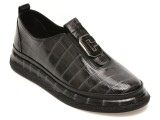 Pantofi IMAGE negri, 55035, din piele croco