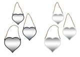 Cumpara ieftin Set 6 oglinzi perete rama plastic alb negru Inimioare 20,5 x 2,5 x 18,5 cm, 23,5 x 2,5 x 23,5 cm, 27,5 x 2,5 x 26,5 cm