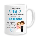 Cana alba personalizata &quot;dragul meu sot sa nu uiti niciodata cat de mult te iubesc&quot;, INOVATIX&reg;. 330ml, Oem