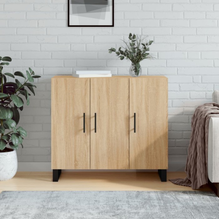 vidaXL Servantă, stejar sonoma, 90x34x80 cm, lemn compozit