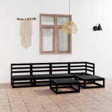 Gossi set mobilier de gradina, 6 piese, negru, lemn masiv de pin