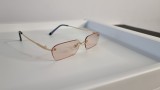 Ochelari de soare Rimless - Ochelari fara rama - Brate aurii Lentile maro, Rectangulara, Unisex, Protectie UV 100%